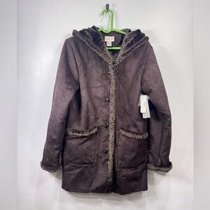 Luxurious Brown Teddy Jacket with Faux Fur Trim